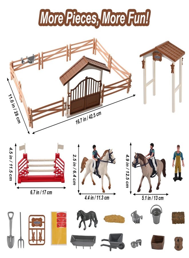 GOLDGE Horse Stable Playset - Horse Toys, Pretend Play with Rider, Fence, Wash Area, Animal Figures, Gifts for Girls & Boys 3-12 - Image 2